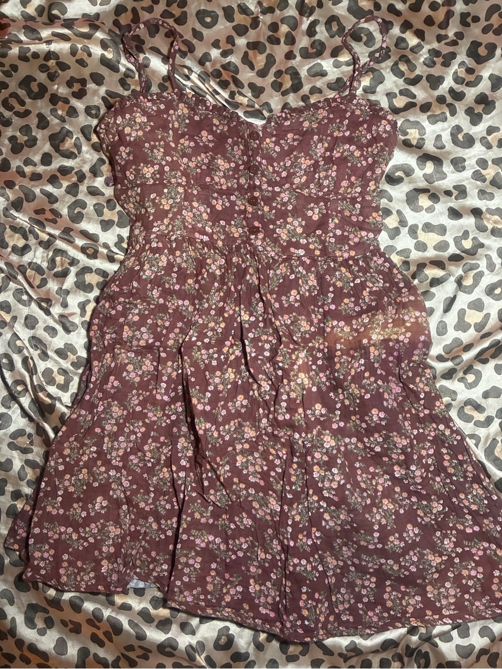 ⭒ super adorable aeropostale maroon floral flowy dress